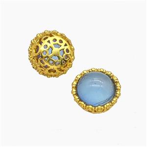 Copper Button Beads Pave Catseye Gold Plated, approx 10mm [FD24048]