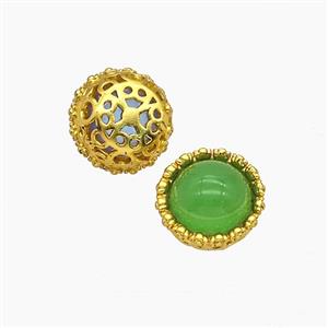 Copper Button Beads Pave Catseye Gold Plated, approx 10mm [FD24049]