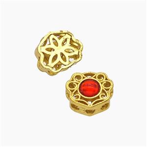 Copper Button Beads Pave Catseye Gold Plated, approx 9-10mm [FD24056]