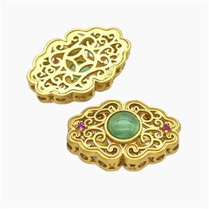 Copper Oval Beads Pave Catseye Gold Plated, approx 14.5-22mm [FD24059]