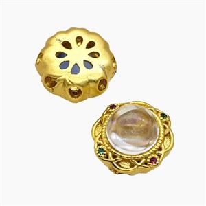 Copper Button Beads Pave Acrylic Gold Plated, approx 13mm [FD24071]