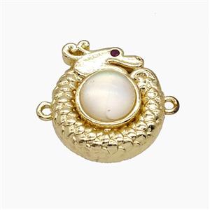 Copper Dragon Connector Pave Catseye Gold Plated, approx 16.5mm [FD24074]