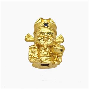 Chinese God Of Wealth Charms Copper Beads Gold Plated, approx 12-15mm [FD24082]