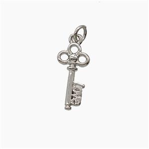 Copper Key Pendant Platinum Plated, approx 6-13mm [FD24102]