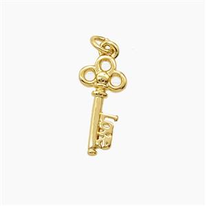 Copper Key Pendant Gold Plated, approx 6-13mm [FD24103]