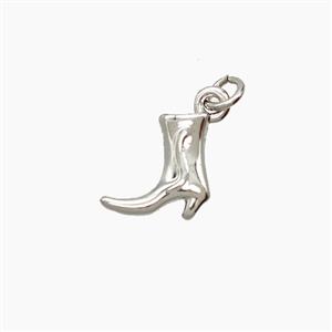 Copper Cowboy Boots Pendant Shoes Platinum Plated, approx 8mm [FD24105]