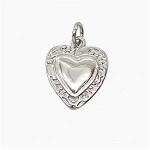 Copper Heart Pendant Platinum Plated, approx 12-13mm [FD24135]