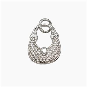 Copper HandBag Pendant Platinum Plated, approx 11-14mm [FD24137]