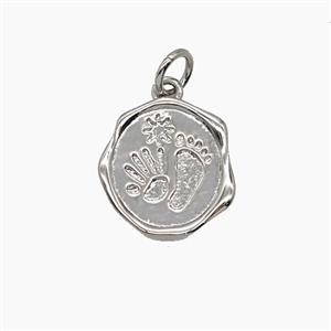 Copper Hand And Foot Pendant Sun Platinum Plated, approx 13mm [FD24139]