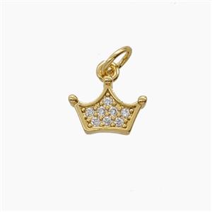 Copper Crown Pendant Pave Zirconia 18K Gold Plated, approx 10mm [FD24146]