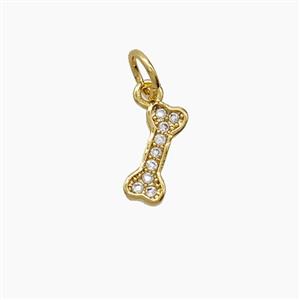 Copper Dogbone Pendant Pave Zirconia 18K Gold Plated, approx 4-9.5mm [FD24147]