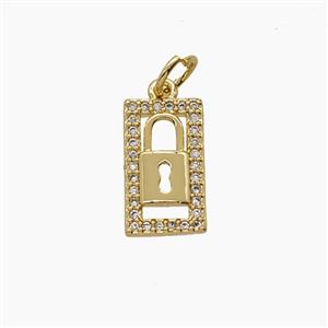 Copper Lock Pendant Pave Zirconia 18K Gold Plated, approx 7-13mm [FD24156]