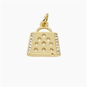 Copper Handbag Pendant Pave Zirconia 18K Gold Plated, approx 11-12mm [FD24158]