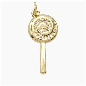 Copper Lollipop Pendant Pave Zirconia 18K Gold Plated, approx 12-23mm [FD24159]