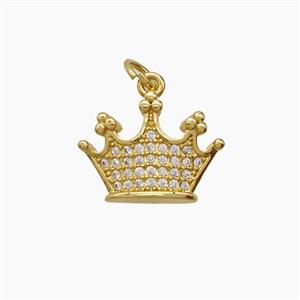 Copper Crown Pendant Pave Zirconia 18K Gold Plated, approx 12-15mm [FD24161]