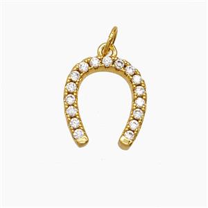 Copper Horseshoe Pendant Pave Zirconia 18K Gold Plated, approx 13.5-15mm [FD24162]
