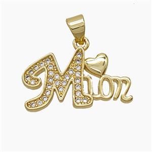 Copper Mom Pendant Pave Zirconia 18K Gold Plated, approx 12-22mm [FD24165]