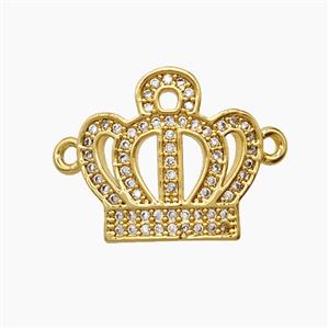 Copper Crown Pendant Pave Zirconia 18K Gold Plated, approx 15-16mm [FD24169]