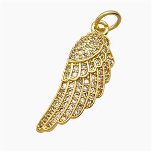 Copper Angelwings Pendant Pave Zirconia 18K Gold Plated, approx 8.5-20mm [FD24171]