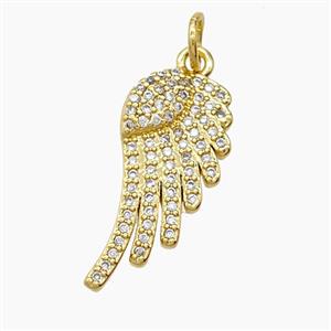 Copper Angelwings Pendant Pave Zirconia 18K Gold Plated, approx 9-20mm [FD24172]