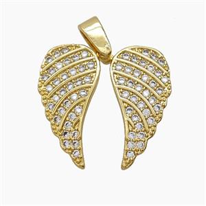 Copper Angelwings Pendant Pave Zirconia 18K Gold Plated, approx 19mm [FD24173]