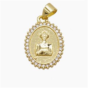 Copper Pendant Pave Zircon Jose Gregorio Hernandez 18K Gold Plated, approx 14-16mm [FD24178]