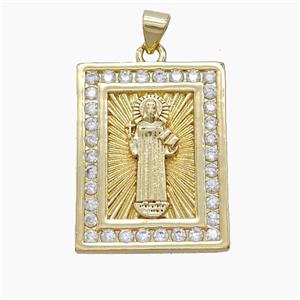 Copper Saint Jude Pendant Pave Zirconia 18K Gold Plated, approx 20-25mm [FD24185]