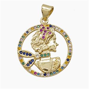 Copper Beauty Pendant Pave Zirconia 18K Gold Plated, approx 20mm [FD24187]