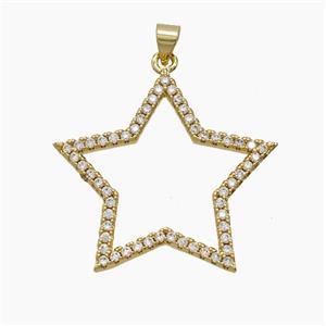 Copper Star Pendant Pave Zirconia 18K Gold Plated, approx 33mm [FD24190]