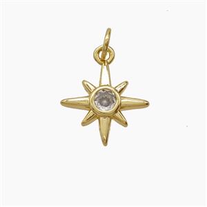 Copper Northstar Pendant Pave Zirconia 18K Gold Plated, approx 13.5mm [FD24193]