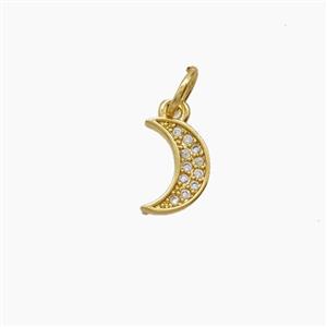 Copper Moon Pendant Pave Zirconia 18K Gold Plated, approx 6-9mm [FD24196]