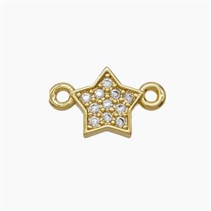 Copper Star Connector Pave Zirconia 18K Gold Plated, approx 9mm [FD24197]