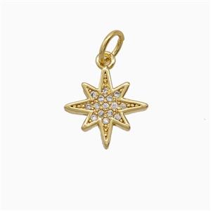 Copper Star Pendant Pave Zirconia Planet 18K Gold Plated, approx 11mm [FD24199]