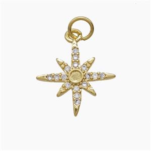 Copper Star Pendant Pave Zirconia 18K Gold Plated, approx 15mm [FD24200]