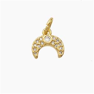Copper Moon Pendant Pave Zirconia 18K Gold Plated, approx 7-9.5mm [FD24201]