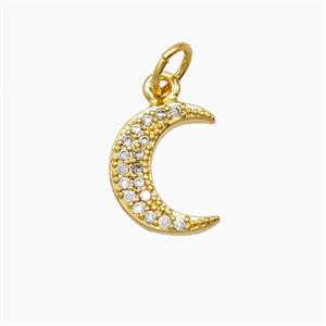 Copper Moon Pendant Pave Zirconia 18K Gold Plated, approx 10-12mm [FD24202]
