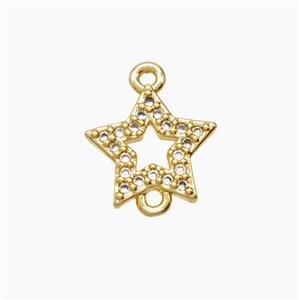 Copper Star Connector Pave Zirconia 18K Gold Plated, approx 12mm [FD24203]