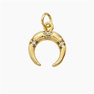 Copper Crescent Pendant Pave Zirconia 18K Gold Plated, approx 12mm [FD24206]