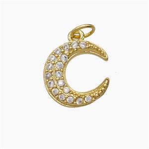 Copper Moon Pendant Pave Zirconia 18K Gold Plated, approx 13mm [FD24207]