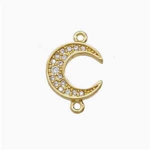 Copper Moon Connector Pave Zirconia 18K Gold Plated, approx 11mm [FD24208]