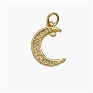 Copper Moon Pendant Pave Zirconia 18K Gold Plated, approx 11-13mm [FD24209]