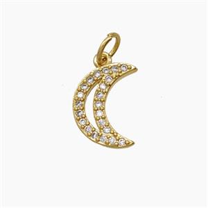 Copper Moon Pendant Pave Zirconia 18K Gold Plated, approx 9-12mm [FD24210]
