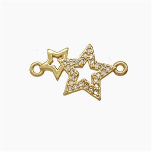 Copper Star Connector Pave Zirconia 18K Gold Plated, approx 11-15mm [FD24217]