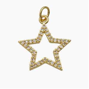 Copper Star Pendant Pave Zirconia 18K Gold Plated, approx 17.5mm [FD24219]