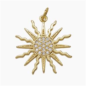 Copper Sun Pendant Pave Zirconia 18K Gold Plated, approx 22mm [FD24220]