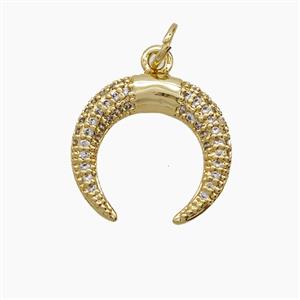 Copper Crescent Pendant Pave Zirconia 18K Gold Plated, approx 16mm [FD24225]