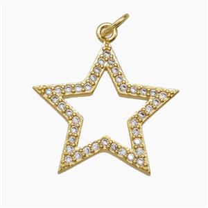 Copper Star Pendant Pave Zirconia 18K Gold Plated, approx 20mm [FD24228]