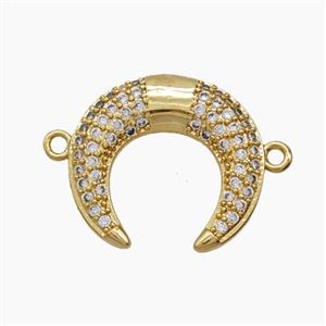 Copper Crescent Connector Pave Zirconia 18K Gold Plated, approx 19mm [FD24229]