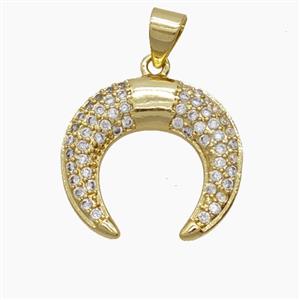 Copper Crescent Pendant Pave Zirconia 18K Gold Plated, approx 19mm [FD24230]