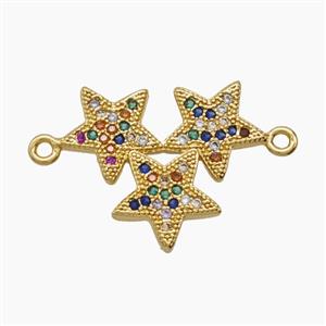Copper Star Link Pendant Pave Zirconia 18K Gold Plated, approx 15-20mm [FD24231]